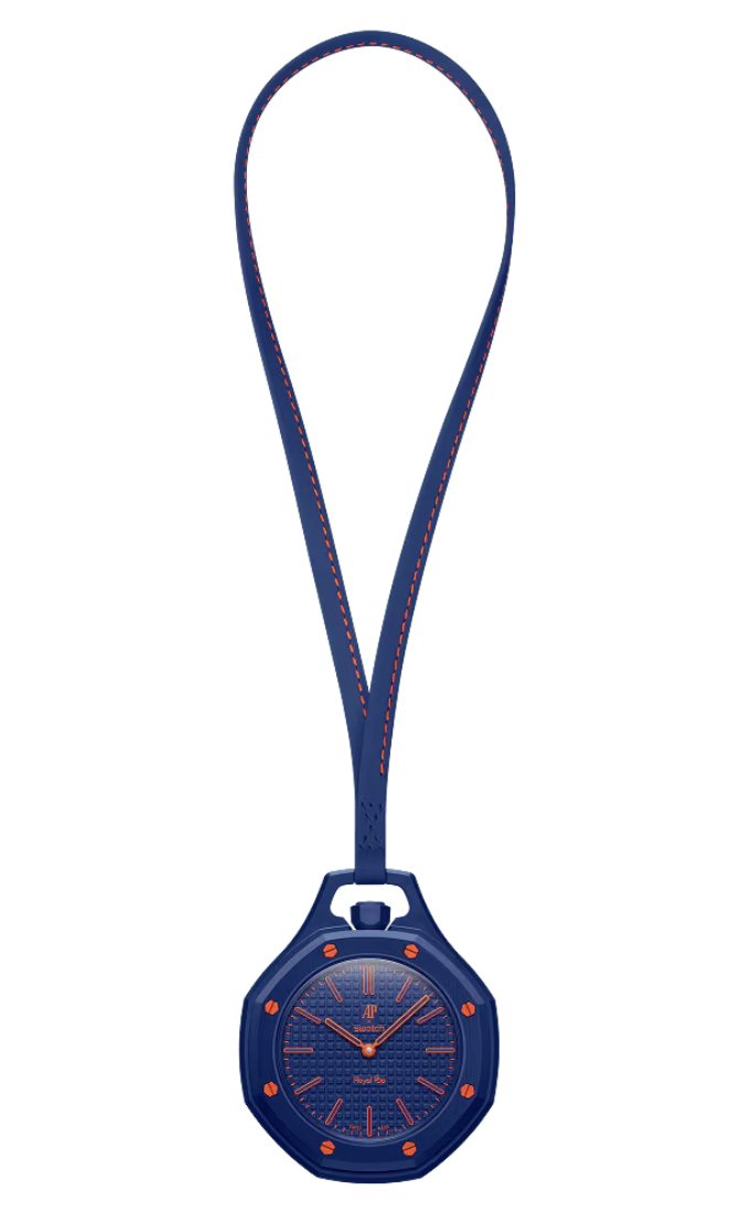 Royal Pop AP navy strap with orange stitching